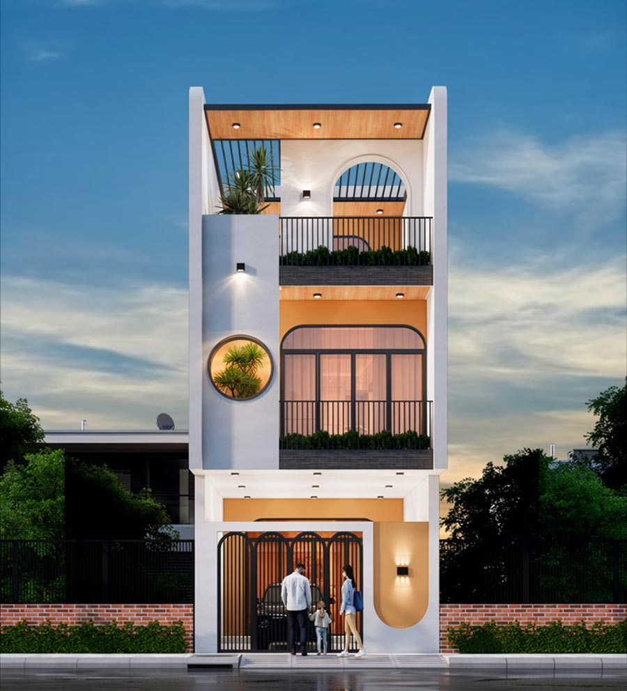 Mẫu nhà 2 tầng ngang 4.5m có sân thượng