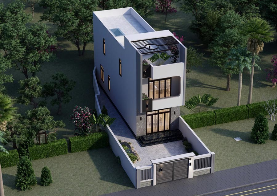 Mẫu nhà 2 tầng mặt tiền 4.5m hiện đại