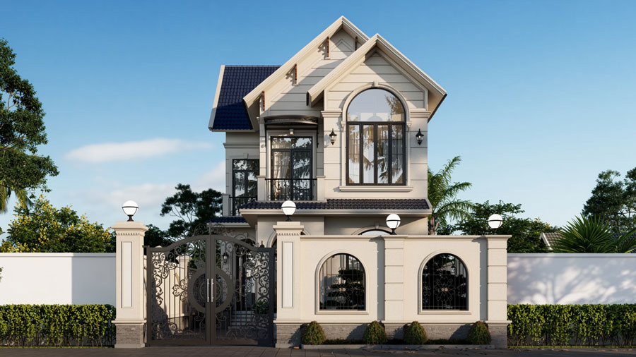 Mẫu thiết kế nhà 2 tầng mặt tiền 6.5m 4 phòng ngủ