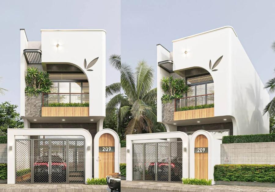 Mẫu nhà 2 tầng mặt tiền 6.5m có gara