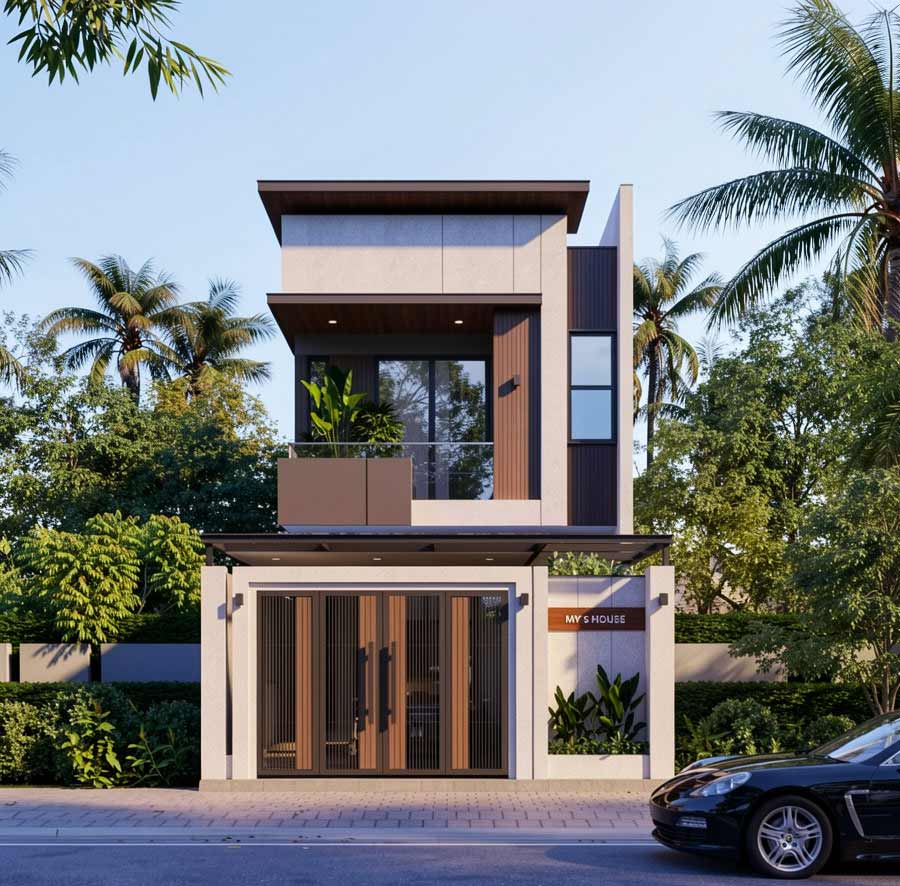 Mẫu nhà 2 tầng mặt tiền 6.5m có gara