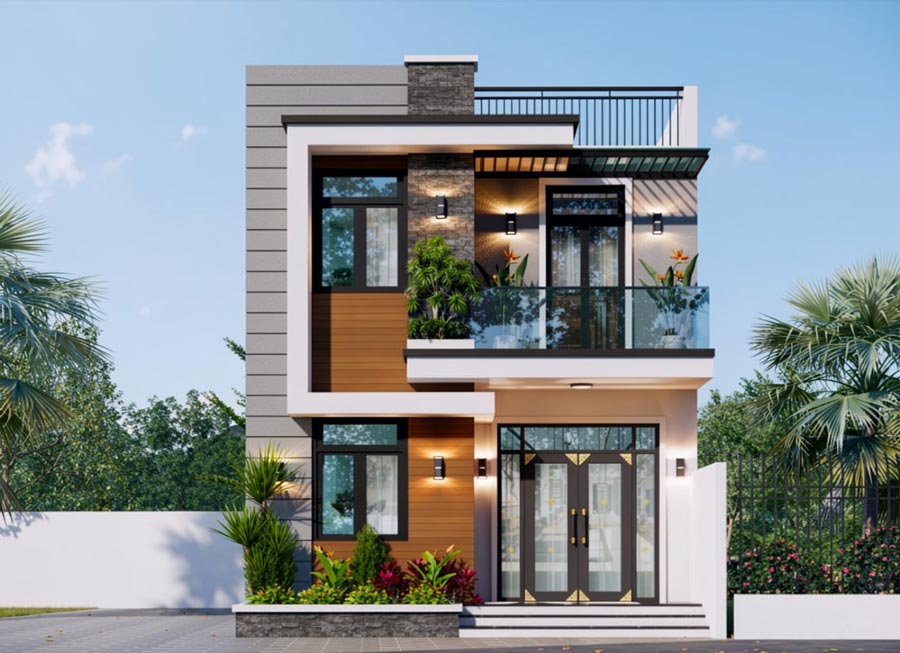 Mẫu nhà 2 tầng mặt tiền 6.5m hiện đại