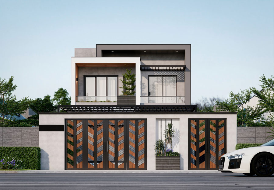 Mẫu thiết kế nhà 2 tầng mặt tiền 9m 4 phòng ngủ