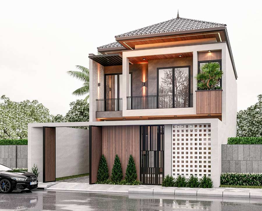 Mẫu thiết kế nhà 2 tầng mặt tiền 9m 4 phòng ngủ