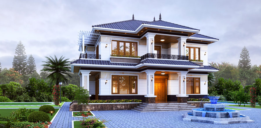 Mẫu thiết kế nhà 3 gian 2 tầng mái Nhật