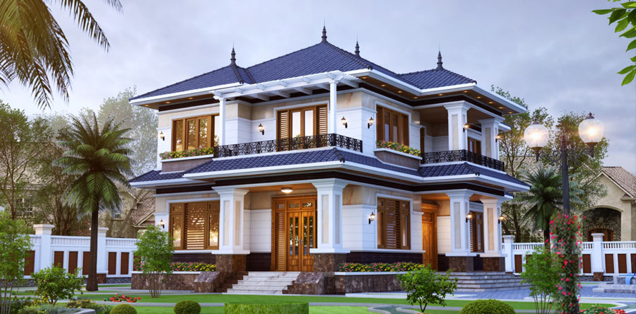 Mẫu thiết kế nhà 3 gian 2 tầng mái Nhật