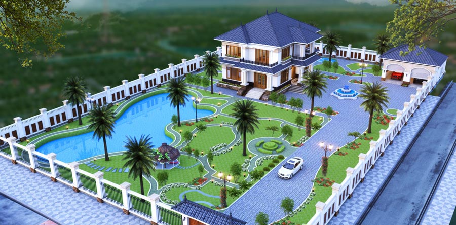 Mẫu thiết kế nhà 3 gian 2 tầng mái Nhật