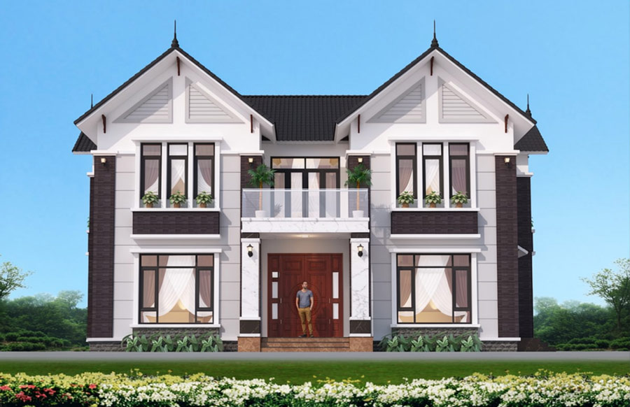 Mẫu nhà 3 gian 2 tầng mái Thái
