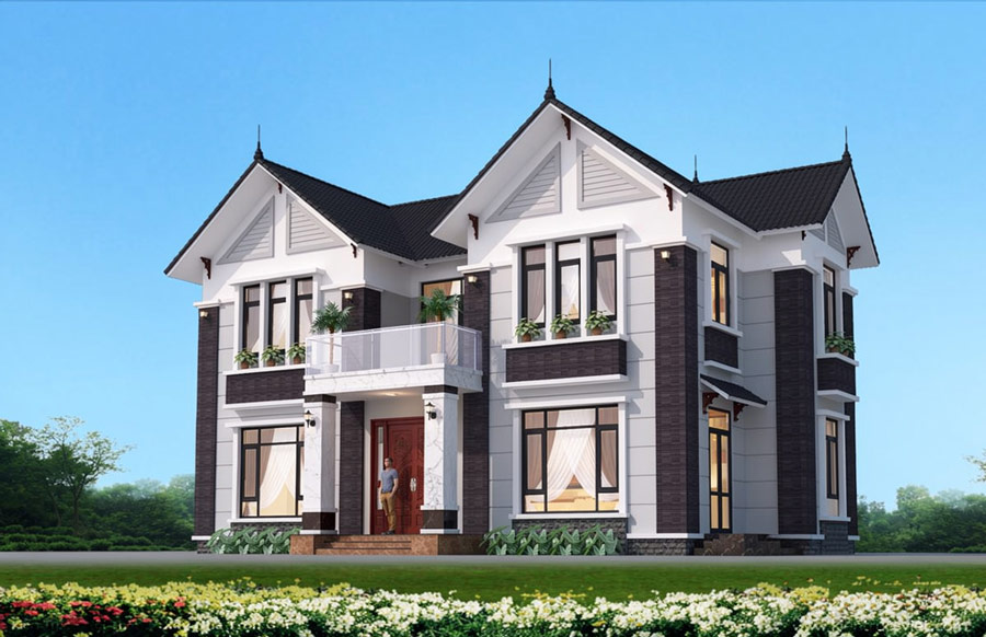 Mẫu nhà 3 gian 2 tầng mái Thái