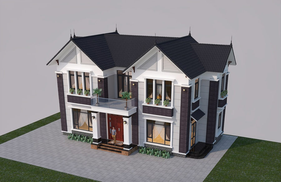 Mẫu nhà 3 gian 2 tầng mái Thái