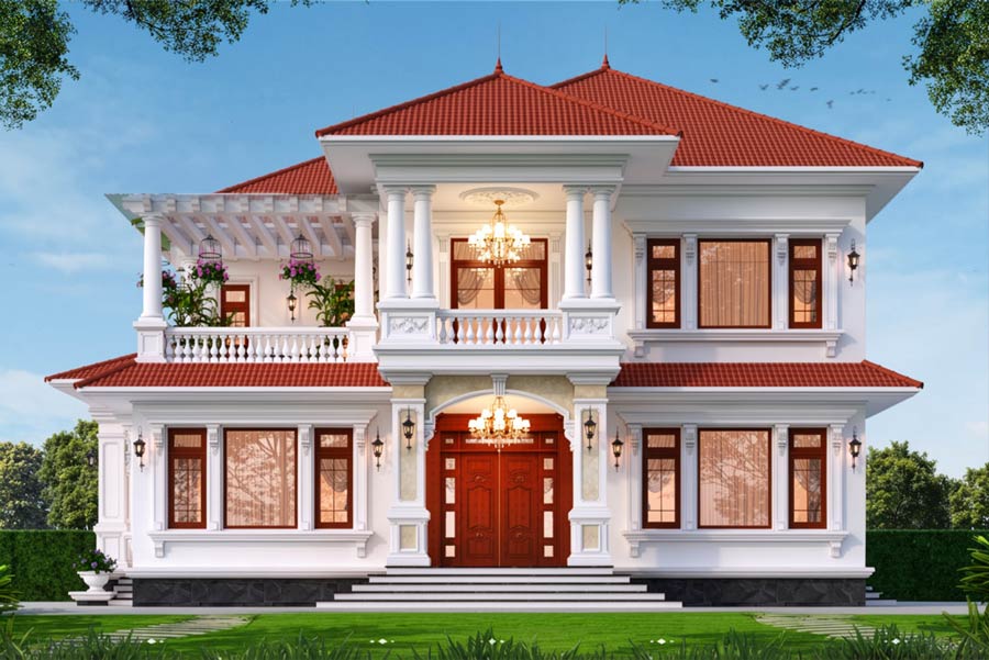 Mẫu nhà 3 gian 2 tầng ở nông thôn