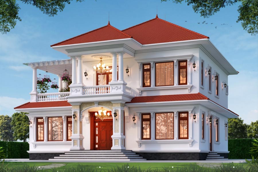 Mẫu nhà 3 gian 2 tầng ở nông thôn