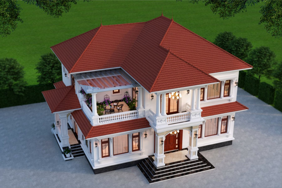 Mẫu nhà 3 gian 2 tầng ở nông thôn