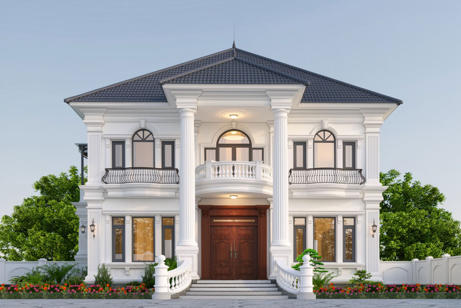 Mẫu nhà 3 gian 2 tầng phong cách tân cổ điển