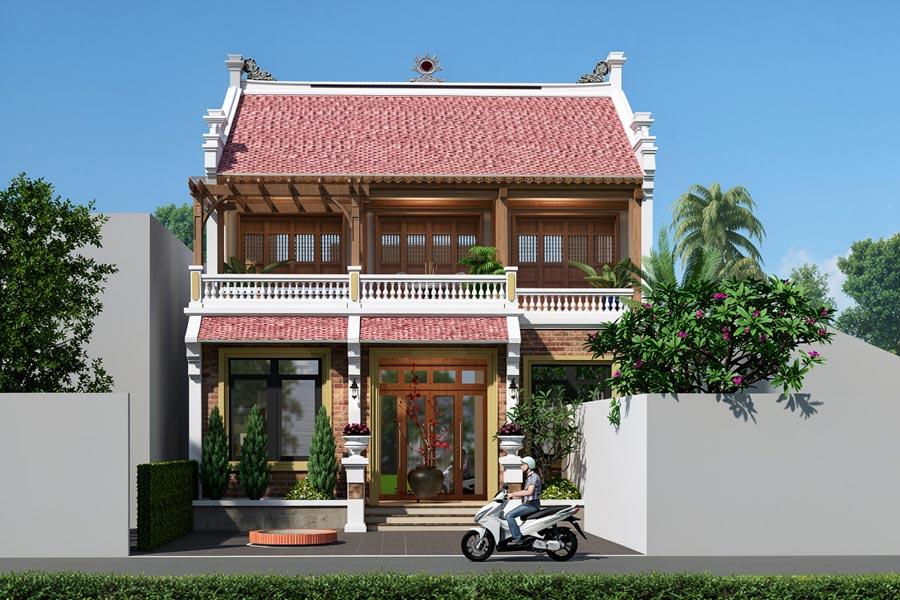 Mẫu nhà 3 gian 2 tầng truyền thống