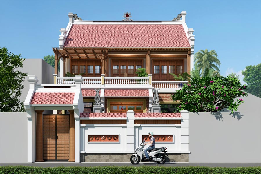 Mẫu nhà 3 gian 2 tầng truyền thống