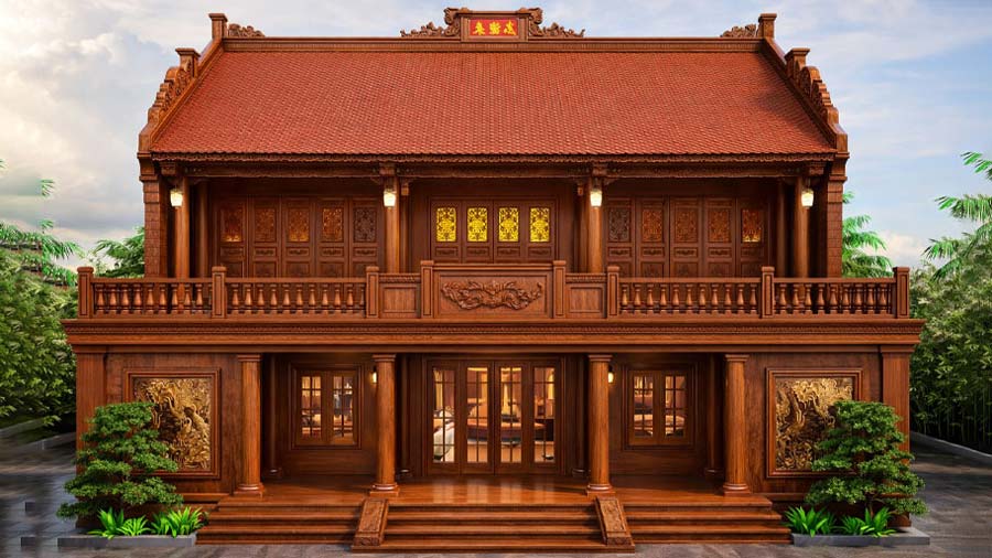 Mẫu nhà 5 gian 2 tầng truyền thống