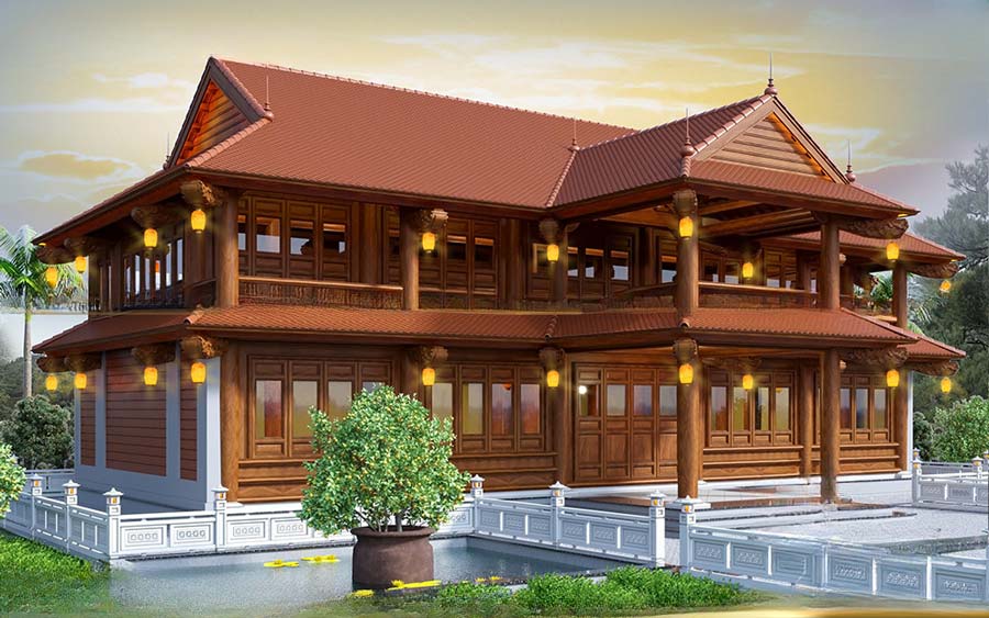 Mẫu nhà 5 gian 2 tầng truyền thống