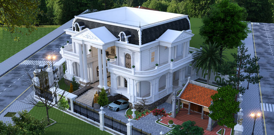 Mẫu biệt thự 2 tầng có tầng hầm