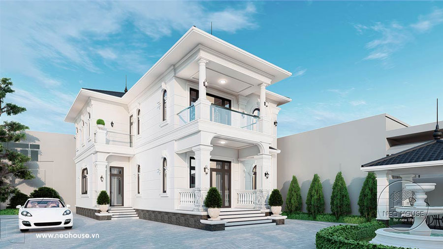 Mẫu thiết kế nhà cấp 4 2 tầng chữ L