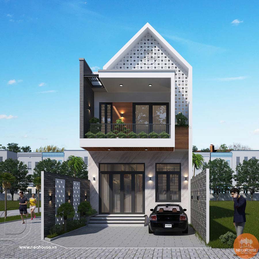 Mẫu nhà cấp 4 2 tầng có gara