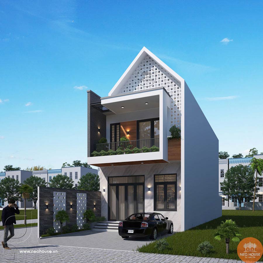 Mẫu nhà cấp 4 2 tầng có gara