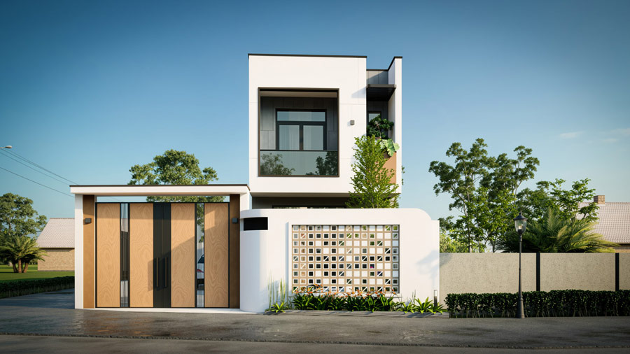 Mẫu nhà cấp 4 2 tầng hiện đại