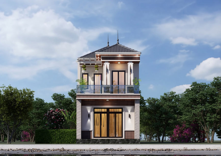 Mẫu thiết kế nhà cấp 4 2 tầng mái Nhật