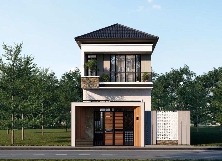 Mẫu thiết kế nhà cấp 4 2 tầng mái Nhật