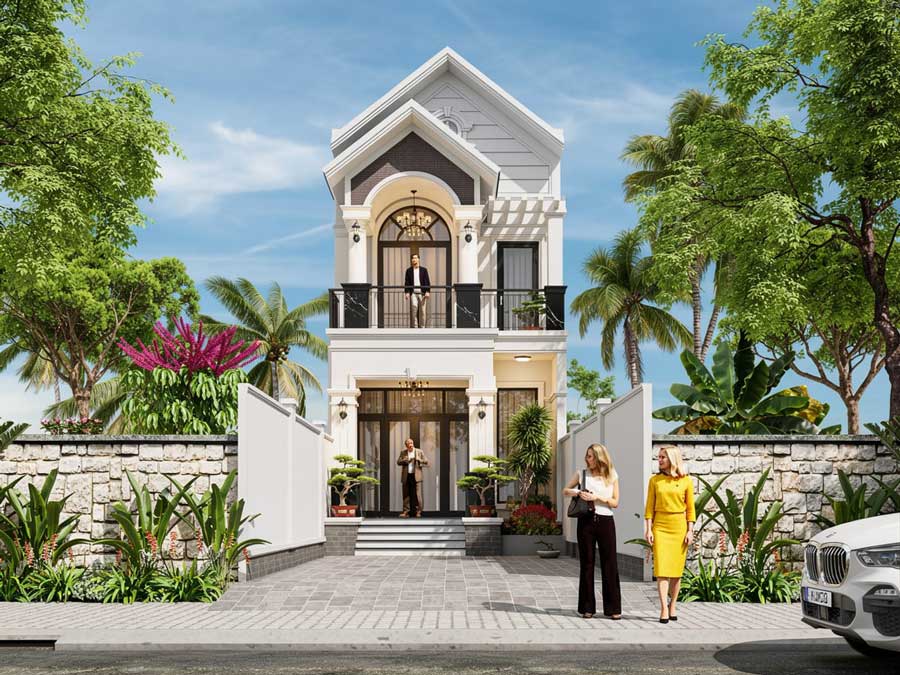 Mẫu nhà cấp 4 2 tầng mái Thái