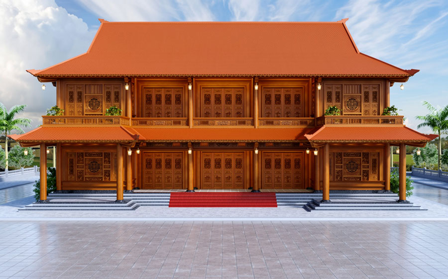 Mẫu nhà gỗ 5 gian 2 tầng