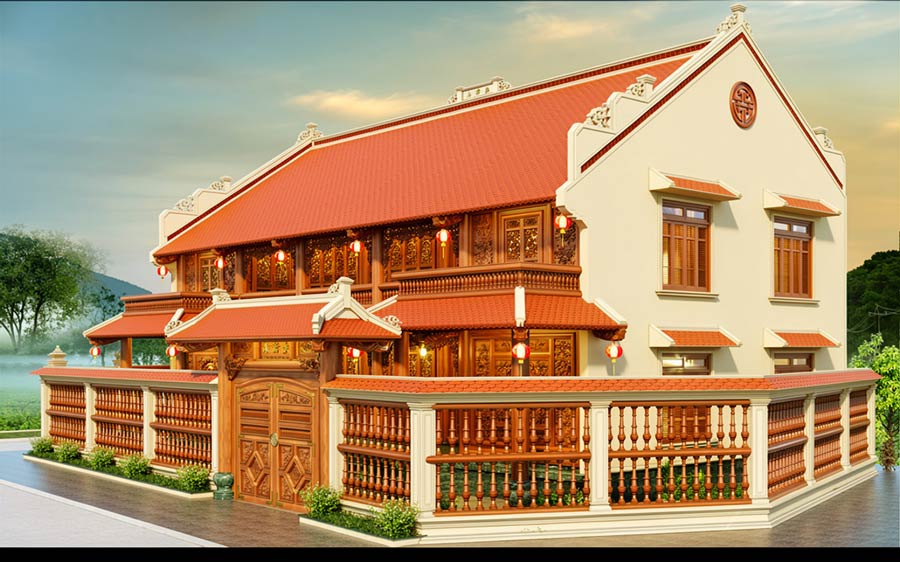 Mẫu nhà gỗ 5 gian 2 tầng