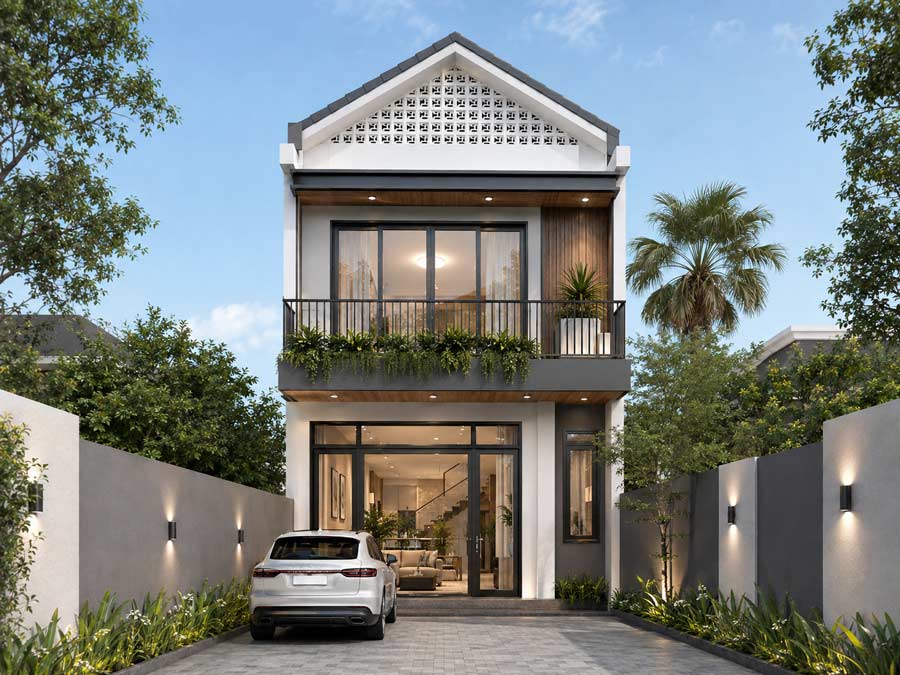 Mẫu nhà ống 2 tầng có bếp riêng