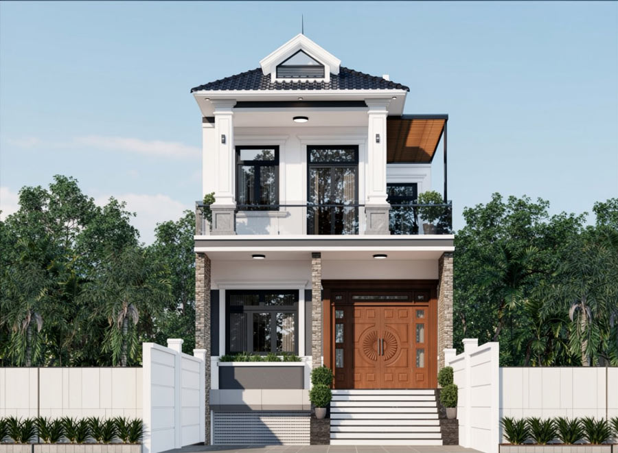 Mẫu thiết kế nhà phố 2 tầng có tầng hầm