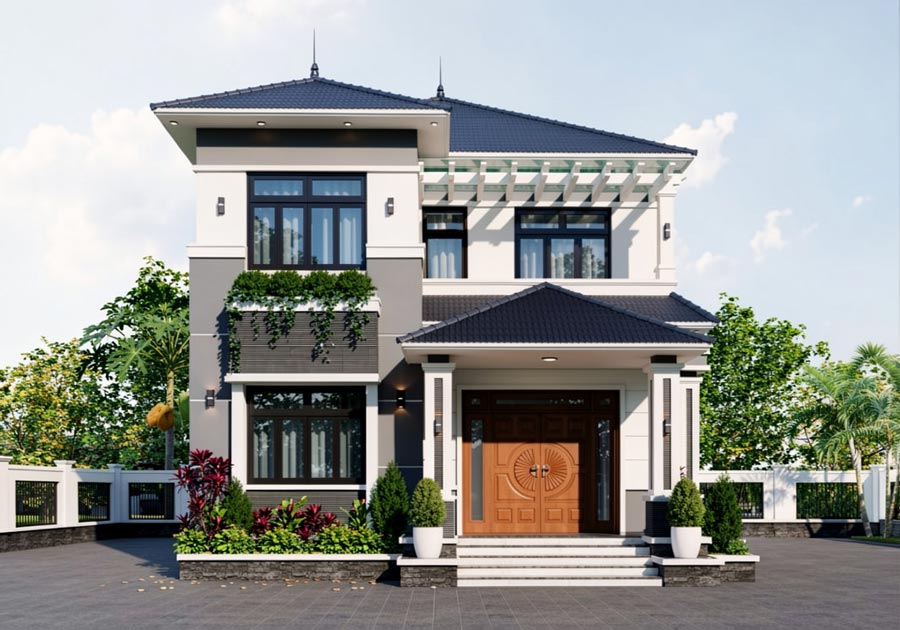 Mẫu thiết kế nhà vườn 2 tầng mặt tiền 9m
