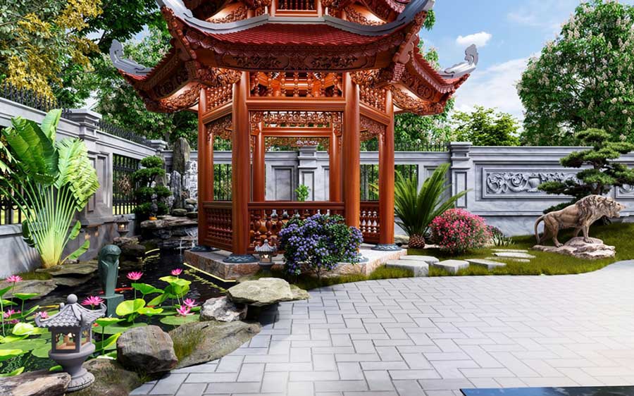 Mẫu nhà vườn 5 gian 2 tầng