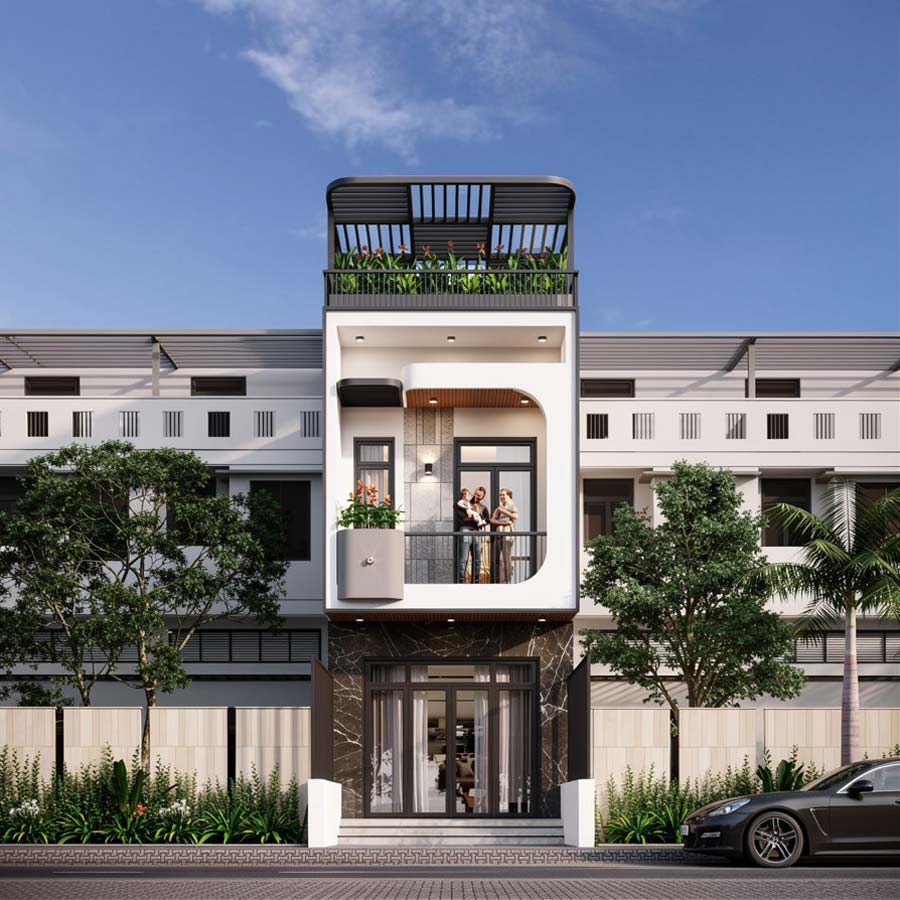 Mẫu thiết kế nhà 2 tầng 1 tum 50m2