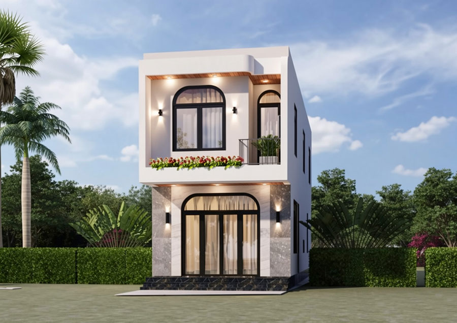Mẫu nhà 2 tầng 20m2 phong cách hiện đại