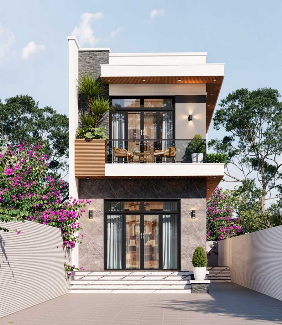 Mẫu nhà 2 tầng 20m2 phong cách hiện đại
