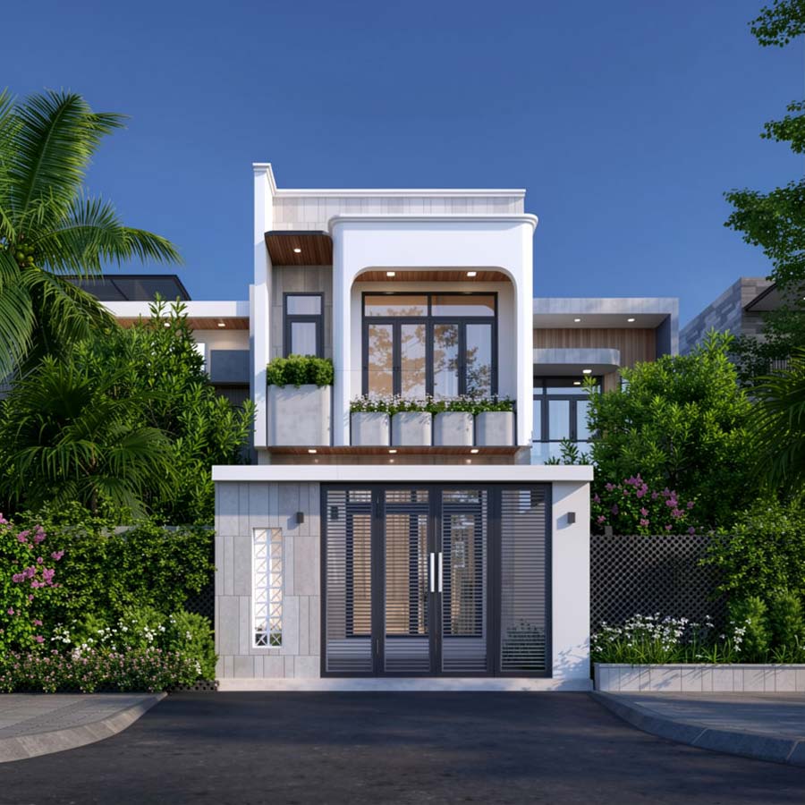 Mẫu nhà 2 tầng 20m2 tối giản