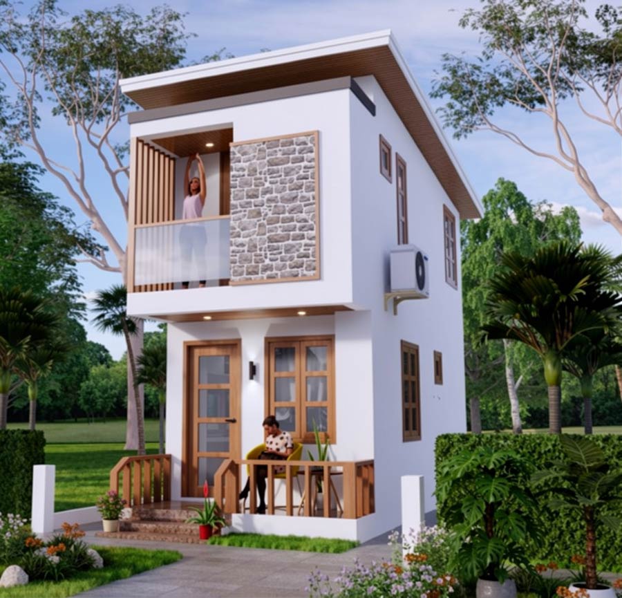 Mẫu nhà 2 tầng 20m2 tối giản