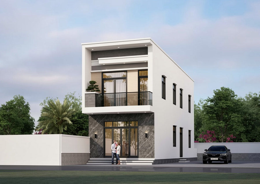 Mẫu thiết kế nhà 2 tầng 4.5x18m