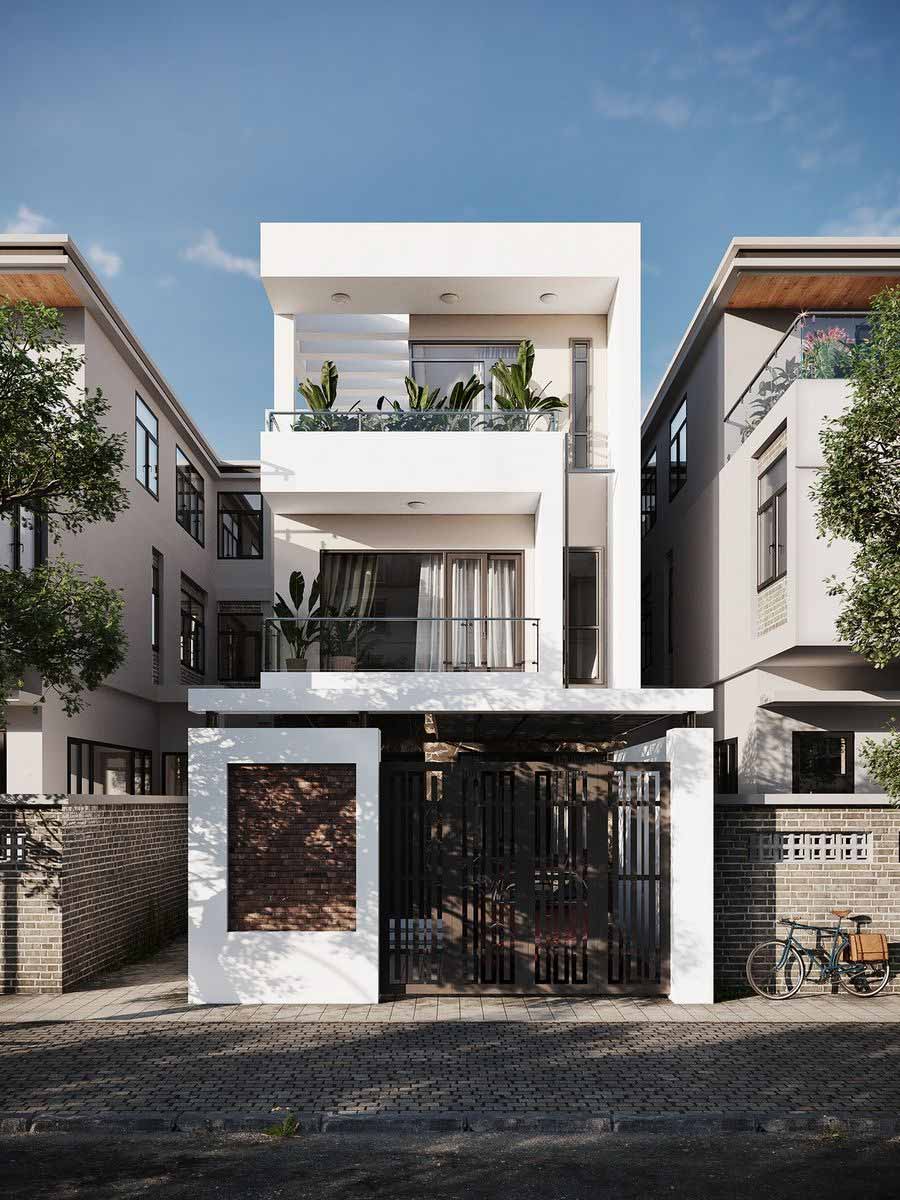 Mẫu nhà 40m2 2 tầng có gác lửng