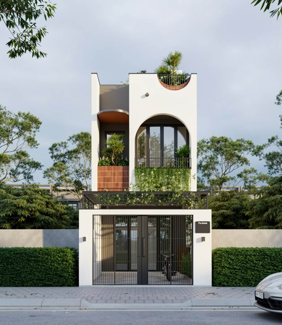 Mẫu thiết kế nhà 2 tầng 40m2 có gara