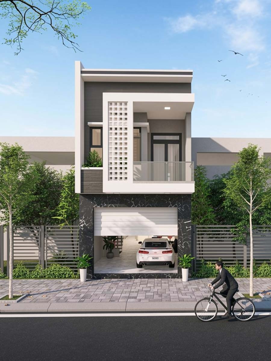 Mẫu thiết kế nhà 2 tầng 40m2 có gara