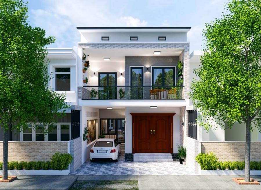 Mẫu thiết kế nhà 2 tầng 40m2 có gara