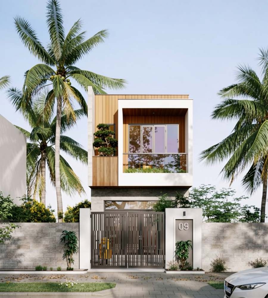Mẫu nhà 2 tầng 40m2 có giếng trời