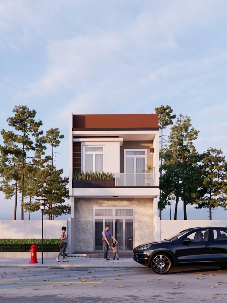 Mẫu nhà 2 tầng 40m2 có giếng trời