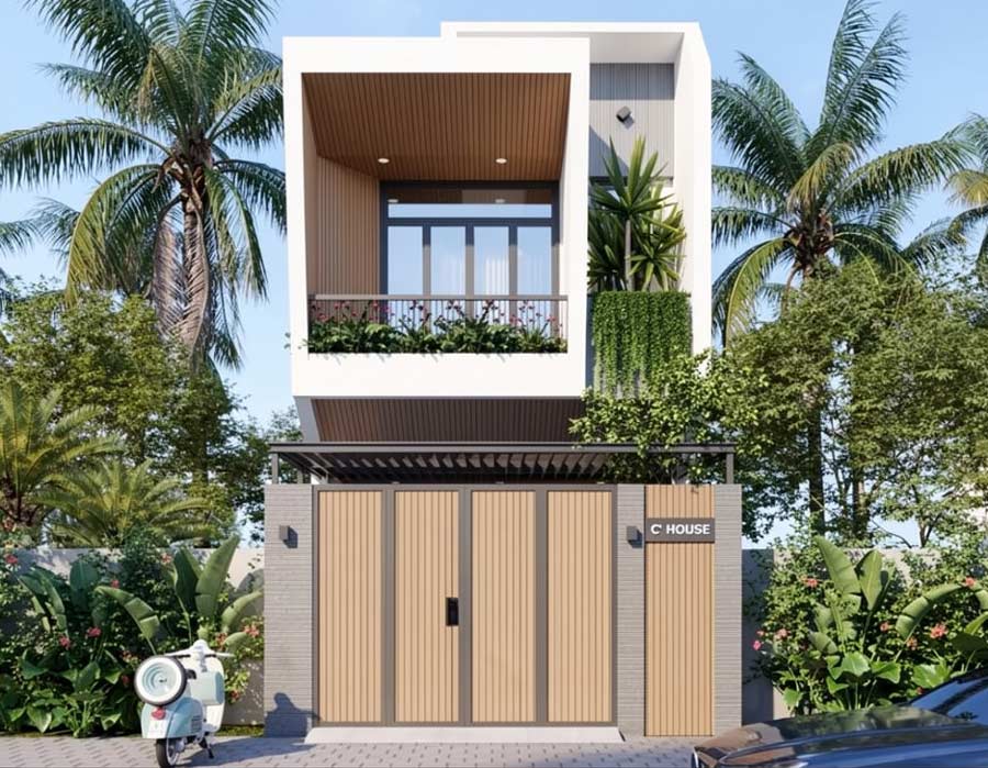 Thiết kế nhà 2 tầng 40m2 hiện đại