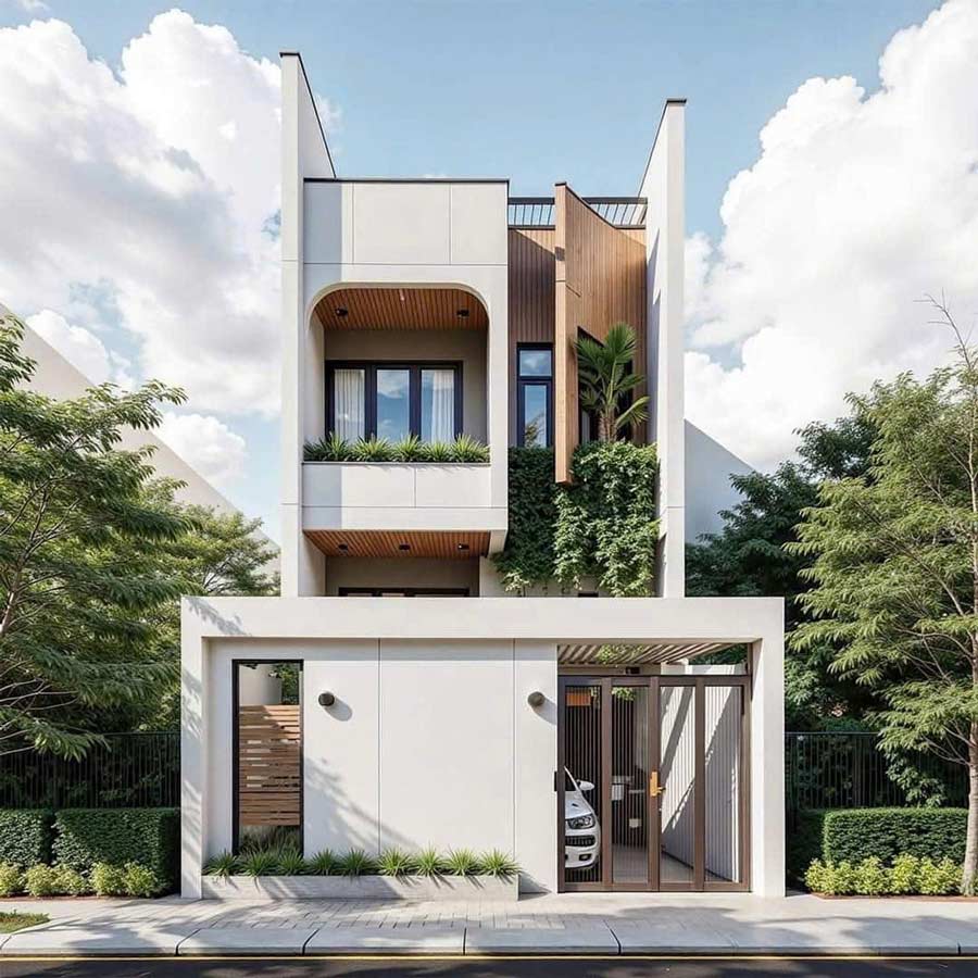 Thiết kế nhà 2 tầng 40m2 mái bằng